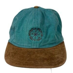 Vintage Myrtle Beach Dad Hat Golf Fitted Cap Teal Suede Brim USA Made